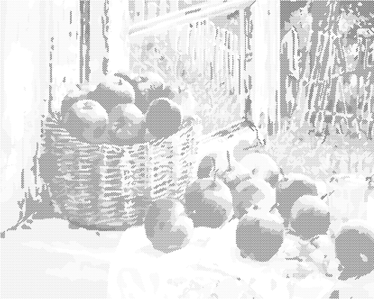 Punktmalerei - ÄPFEL AM FENSTER